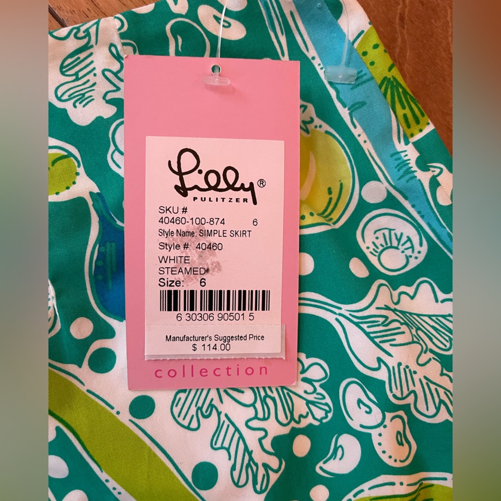 Lilly Pulitzer Steamed Vegetables Print Skirt NWT Size 6 Cotton Lined - Picture 6 of 11
